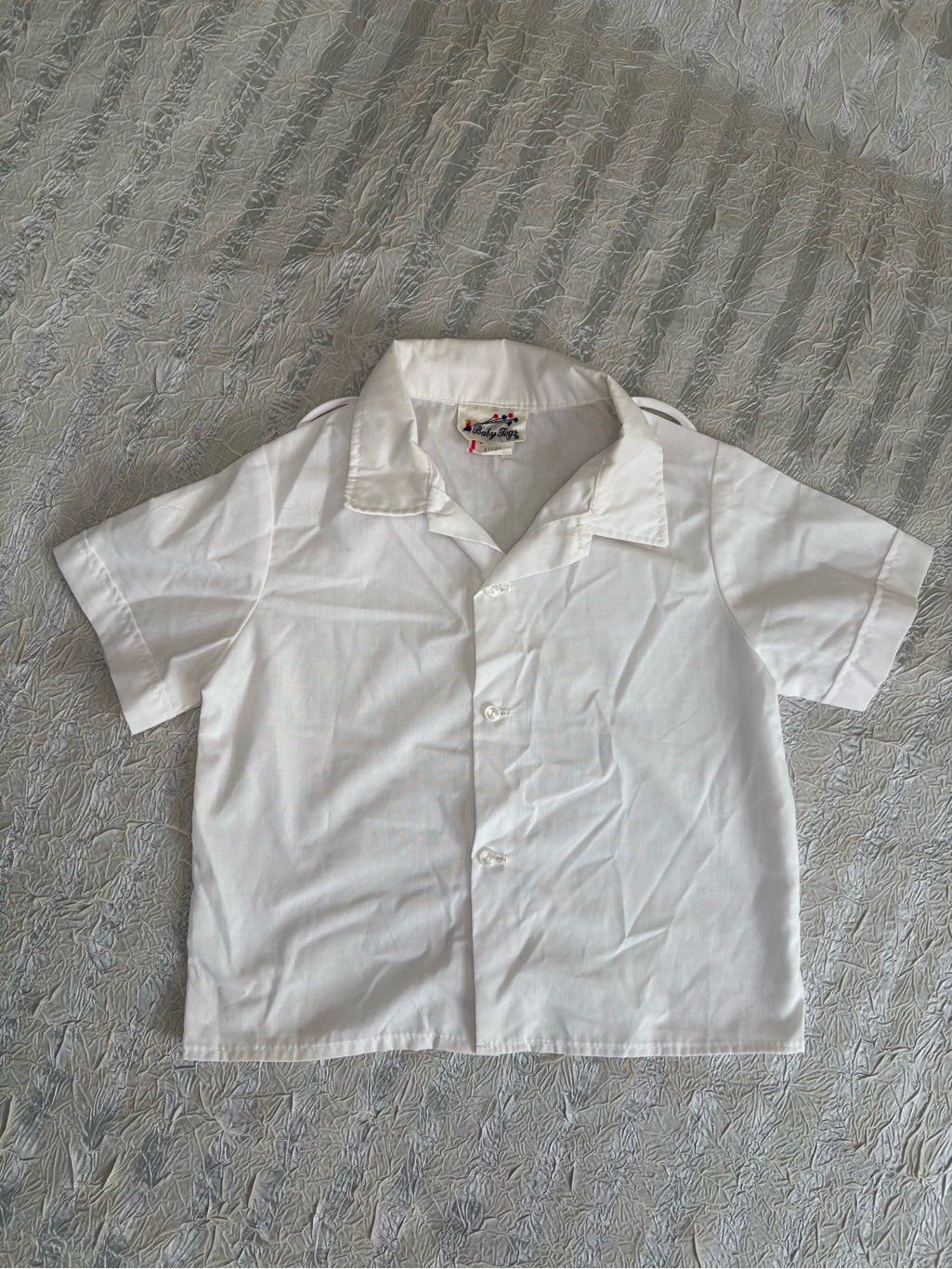 Short-Sleeve White Button-Down Kids Vintage Baby Togs Shirt - Size 4t